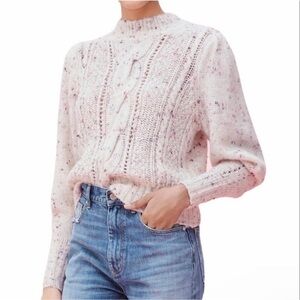 Rebecca Taylor Tweed Soft Cable Knit Sweater Balloon Sleeves Size XS Women’s